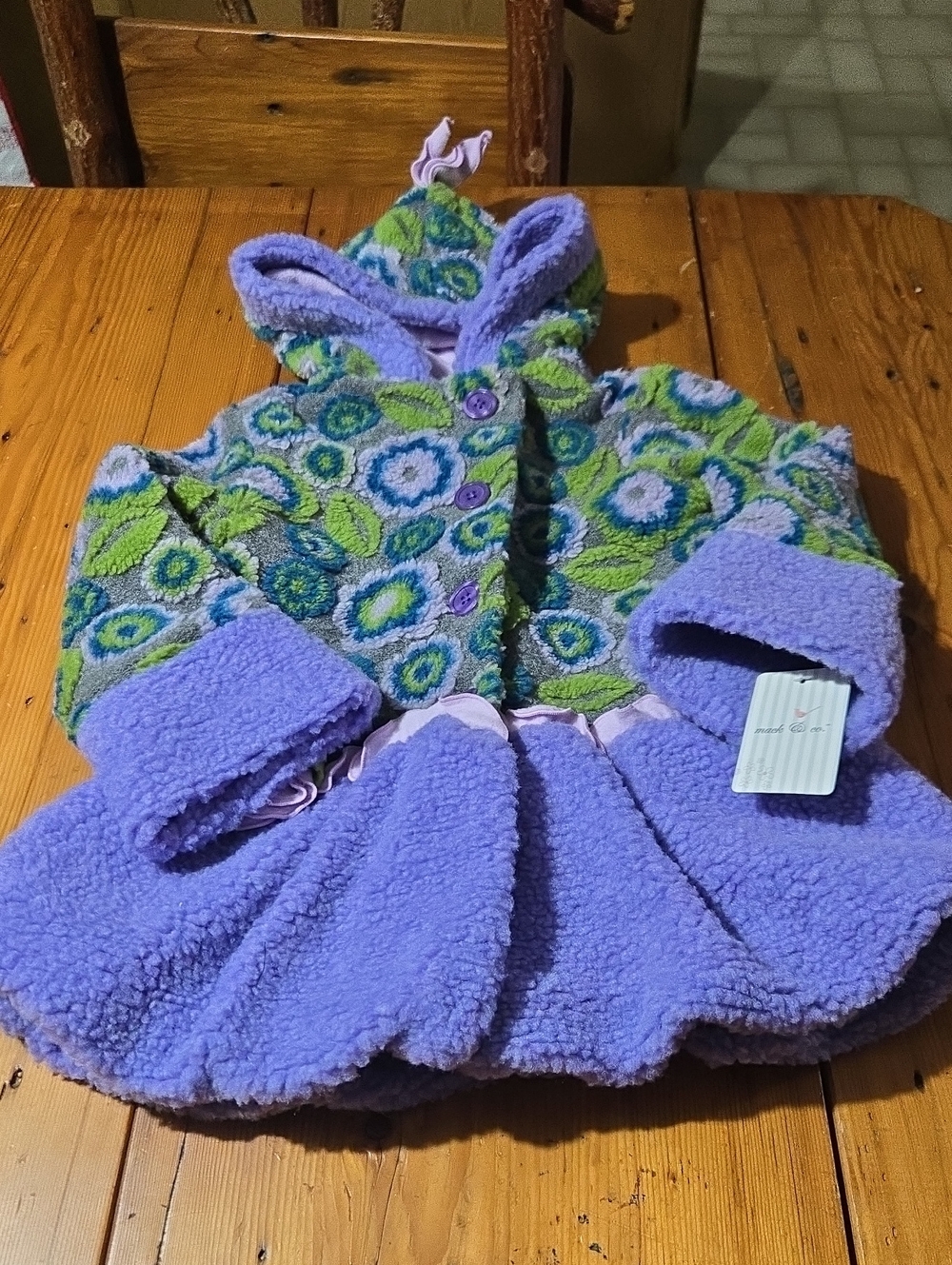 Nwt Olive And Lucy By Mack & Co Sz 4t Lavender & Green Fleece  Coat with Hood